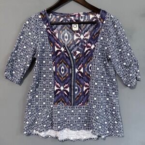 Anthro Akemi + Kin Peasant Blouse Medium Boho Cottage Patchwork Top